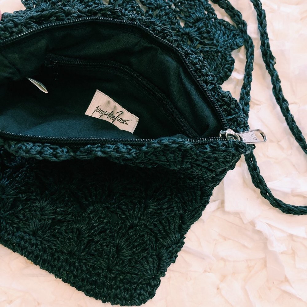 Vintage Black Woven Mini Crossbody Zipper Purse - Picture 7 of 7